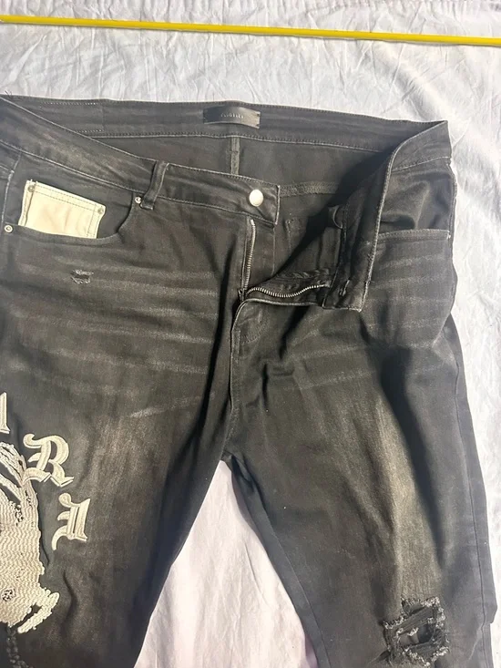 AMIRI Black Skinny Jeans with White Graphic Detailing - Men's - Picture 8 of 16